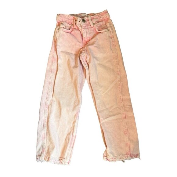 Zara Kids Distressed Straight Leg Jeans Pink Size 7 - Picture 2 of 7